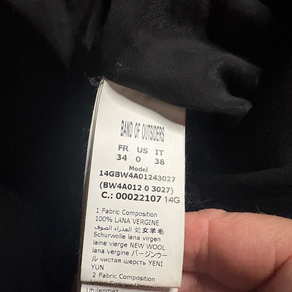 GUC Band Of Outsiders- Black Wool Ruched Tuxedo Midi Dress. Size 0 - Picture 5 of 11